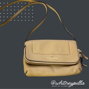 Kate Spade Leather Crossbody Bag Beige / Light Tan Zip & Magnetic Closure Purse